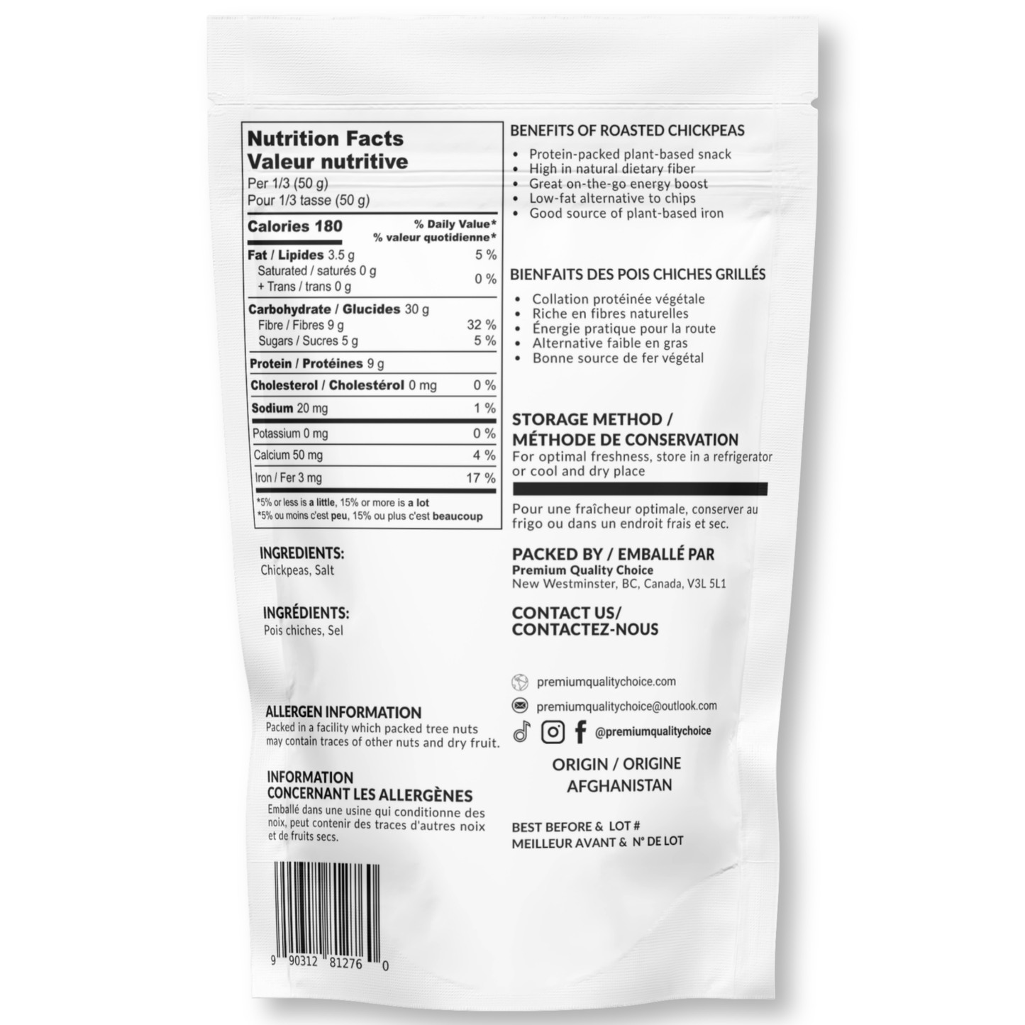 Chickpeas Back Package